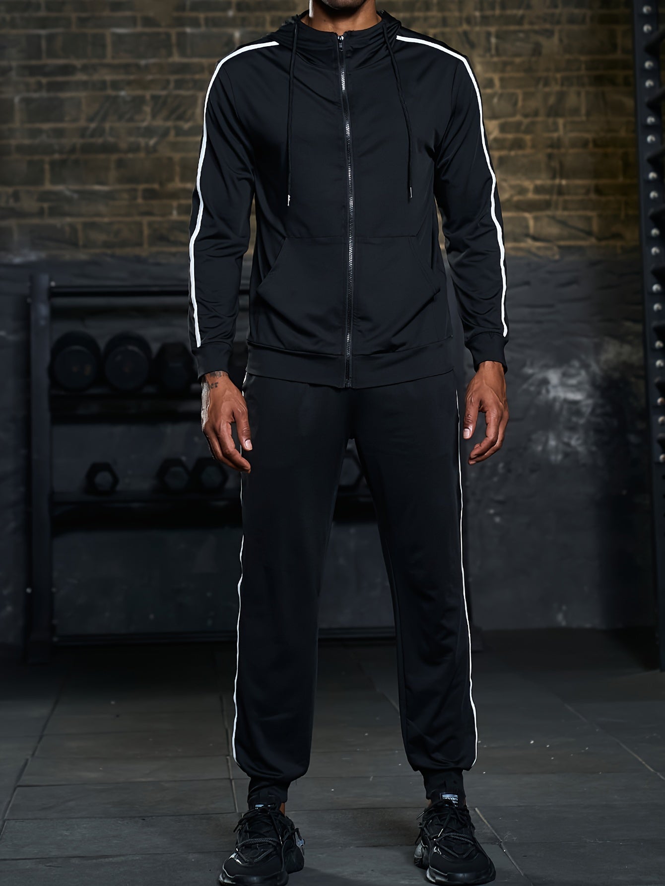 Men's Sports 2pcs Set Zip Up Hoodie Joggers Matching Set