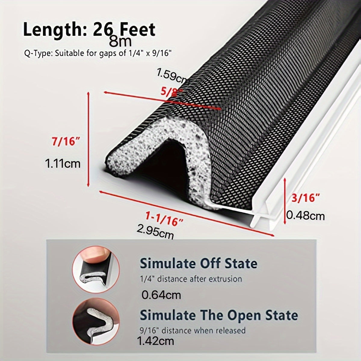 V Shaped Foam Kerf Door Weather Stripping - Large Gap Seal
