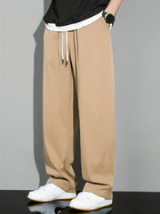 Men's Drawstring Straight Leg Pants Loose Trousers