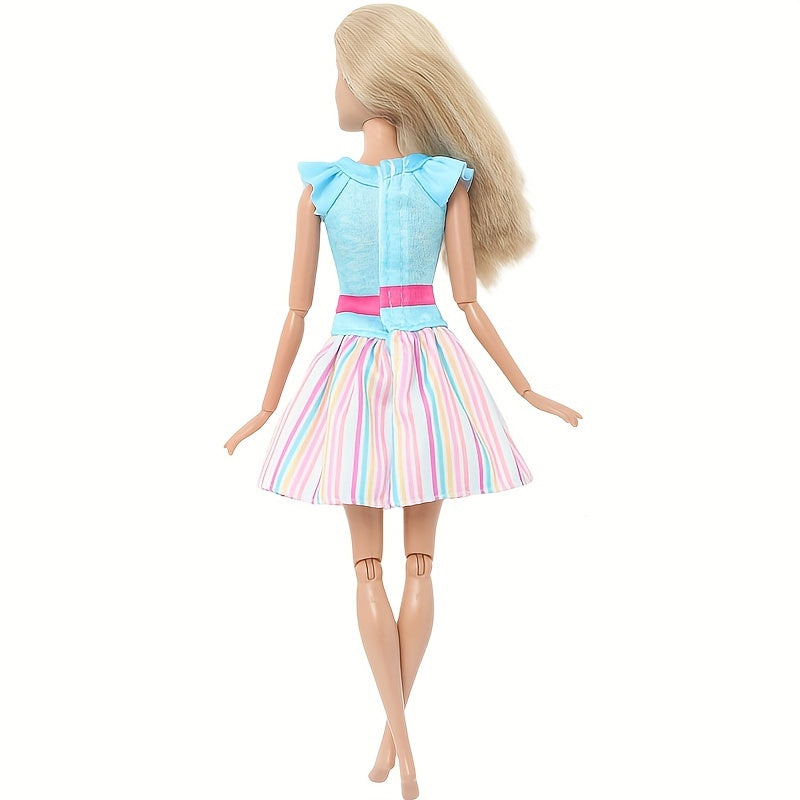 Doll Striped Skirt Dress Casual Party Outfit for 29 Dolls with Polyester Fiber