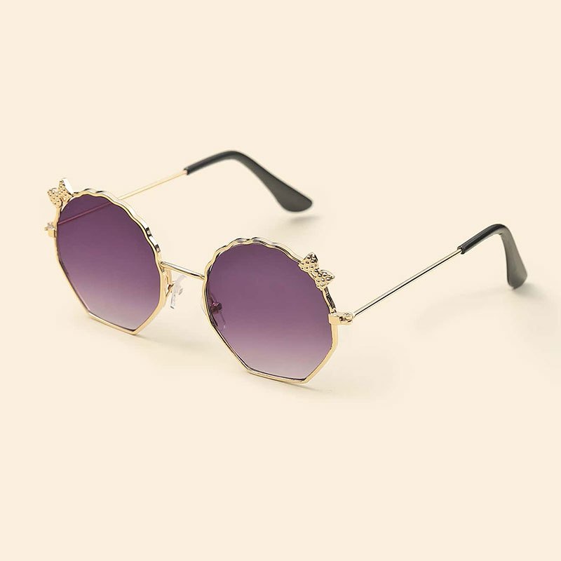 Kids Vintage Bow Shell Shape Sunglasses With Case