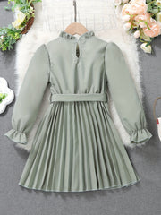 Girls' Casual Vacation Style Long Sleeve Dress