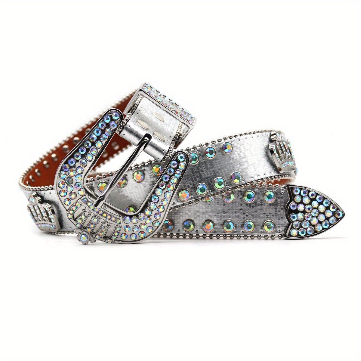 Crown Rhinestones Inlaid Hip hop Trousers Belt