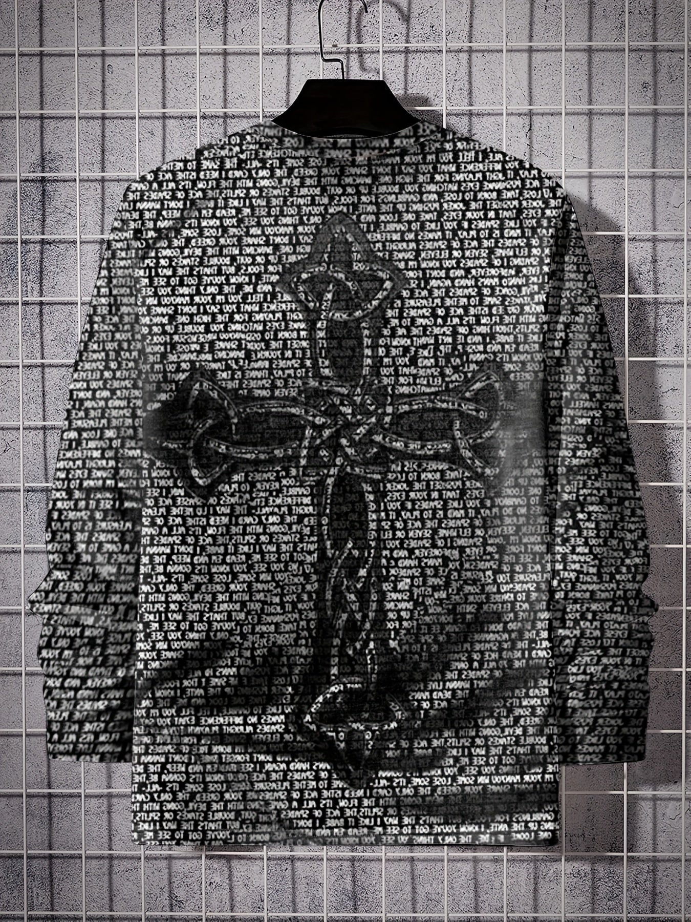Cross Print Men's Long Sleeve T-shirt for Autumn