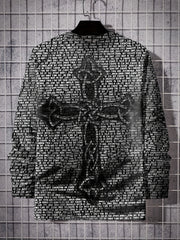 Cross Print Men's Long Sleeve T-shirt for Autumn