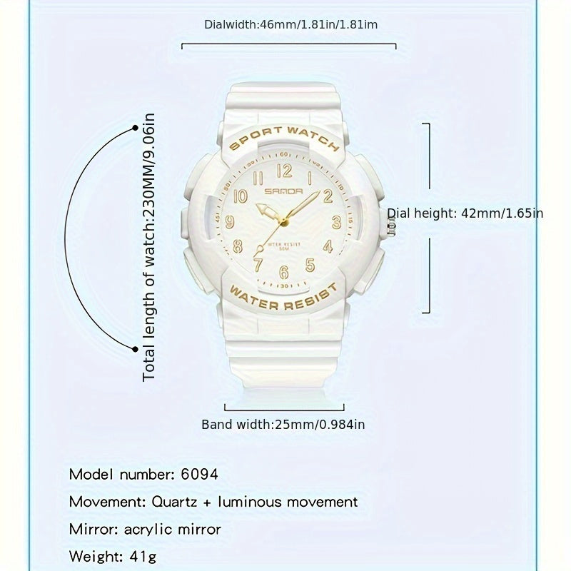 SANDA Unisex Sport Watch 5ATM Shock Resistant Mint Green TPU Str