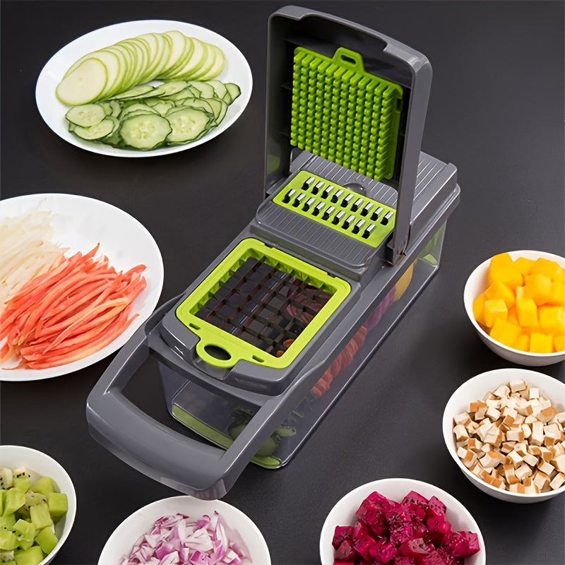Kitchen Vegetable Chopper 14 In 1 Food Cutter With 8 Blades And Container