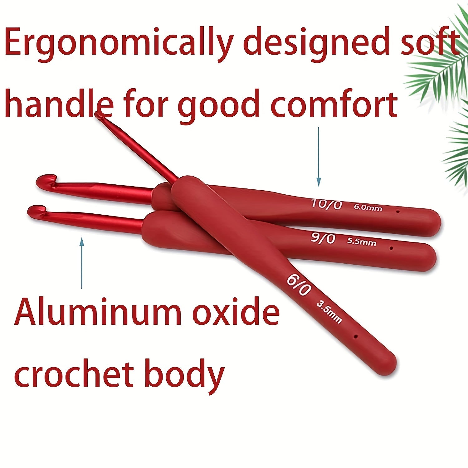 9pcs Red Soft Handle Crochet Hooks Set For Arthritic Hands