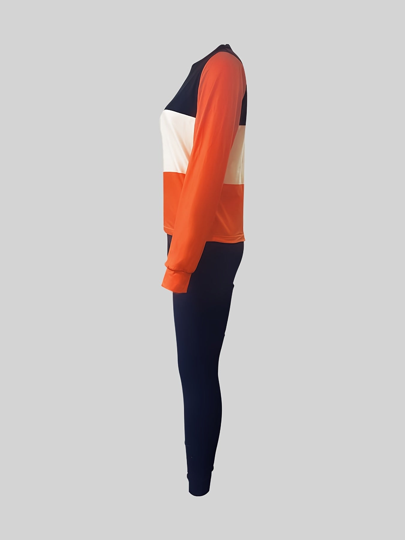 Casual Two piece Set Block Long Sleeve T shirt & Skinny Pants