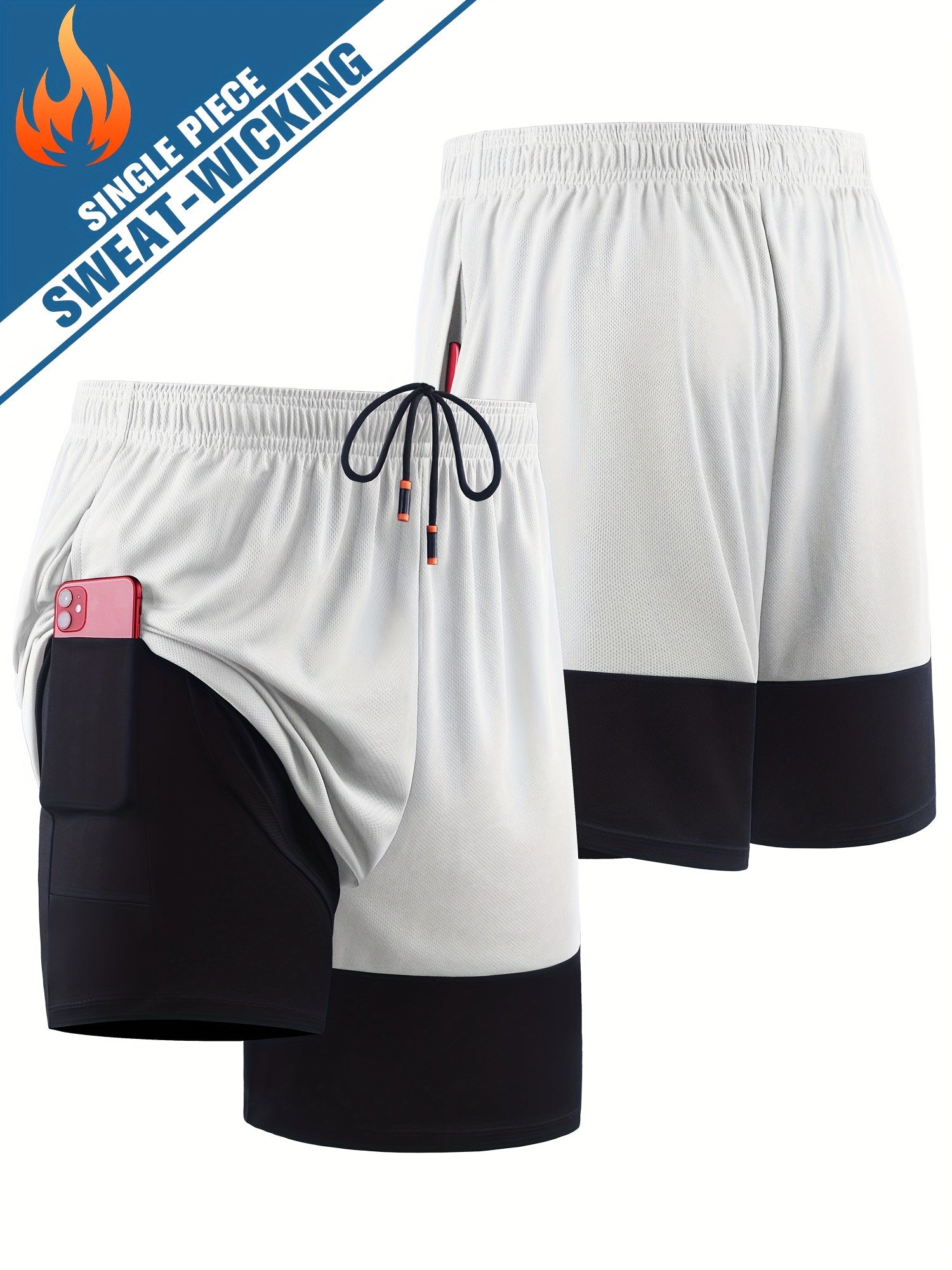 Men's 2 in 1 Shorts Active Stretch Breathable Drawstring Shorts