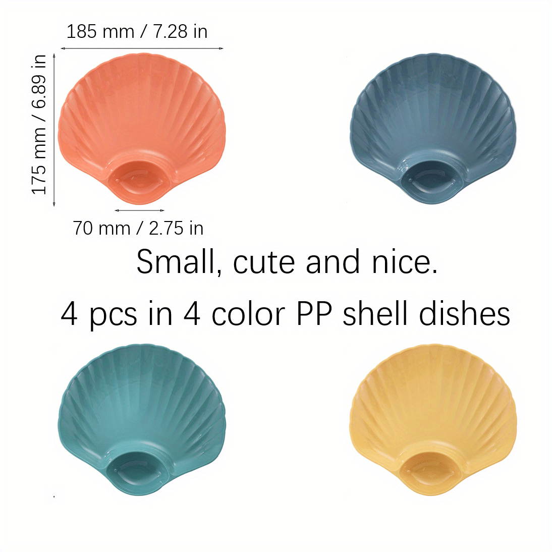 4pcs Shell Conch Square Dishes Small Food Plates for Camping