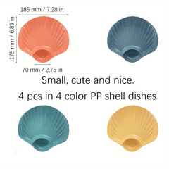4pcs Shell Conch Square Dishes Small Food Plates for Camping