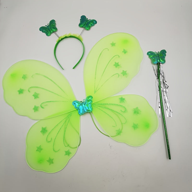 Fairy Butterfly Wings Headband Wand Set Halloween Costume Props