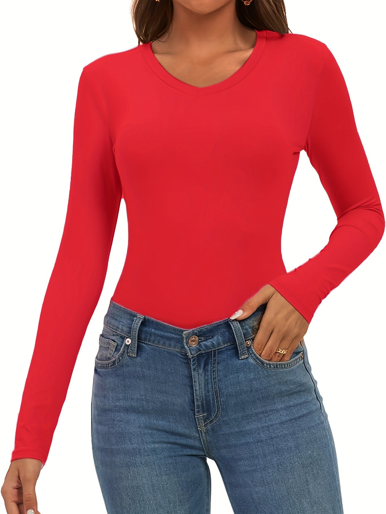 Long Sleeve Round Neck Jumpsuit Solid Yoga Sports Bodysuit Women's Activewear