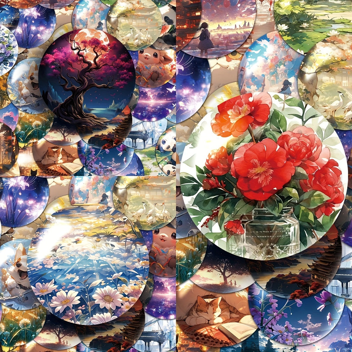 50pcs Small World in Cartoon Bottle Series Stickers Waterproof DIY Pack