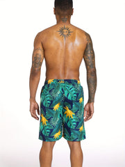 Leaf Pattern Print Men s Swim Trunks Quick Dry Beach Shorts Swimwear
