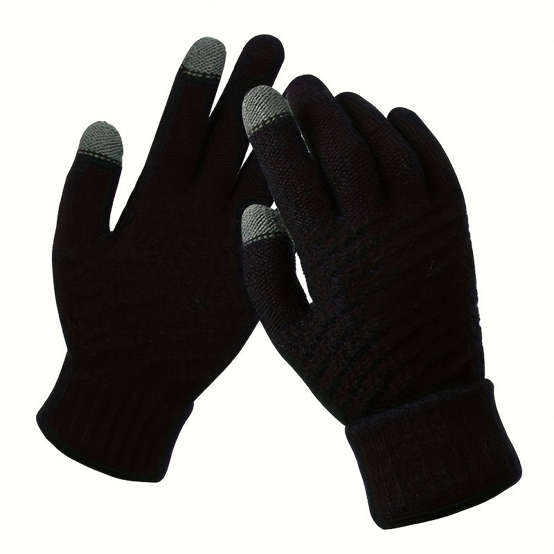 Knitted Winter Touch Screen Gloves Warm Full Finger Stretchy Men Women