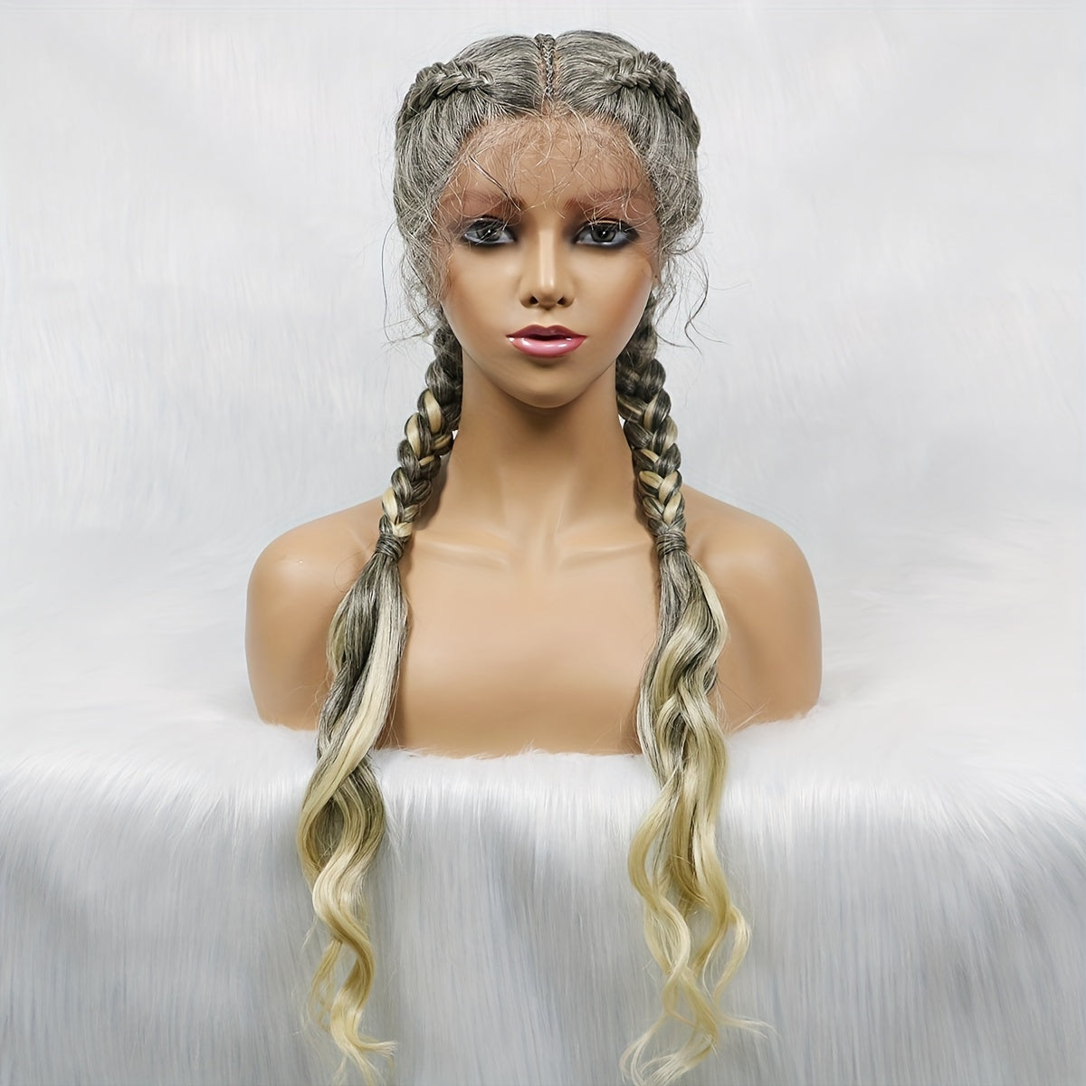 12 Cm Synthetic Cornrow Braided Wigs Lace Front Wigs With Baby Hair