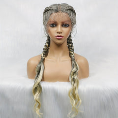12 Cm Synthetic Cornrow Braided Wigs Lace Front Wigs With Baby Hair