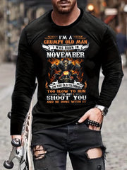 November Born Skeleton Print Men's Graphic Round Neck T shirt