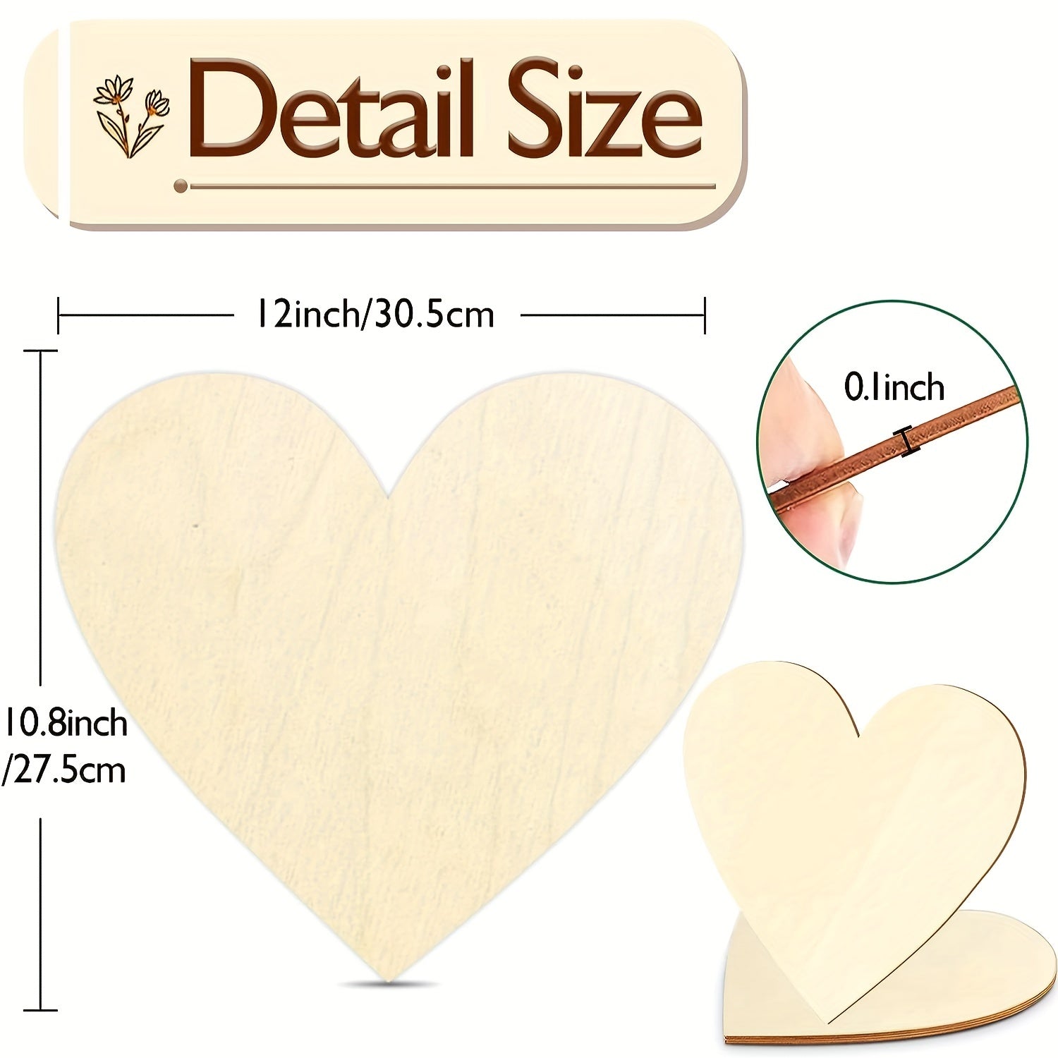 2pcs Wooden Hearts For Crafts DIY Holiday Decor