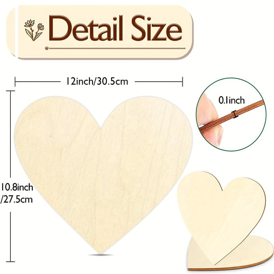 2pcs Wooden Hearts For Crafts DIY Holiday Decor