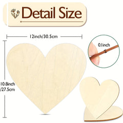 2pcs Wooden Hearts For Crafts DIY Holiday Decor