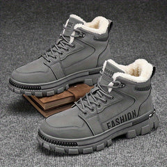 Men's Plush Lined Ankle Boots Non Slip Lace Up Shoes
