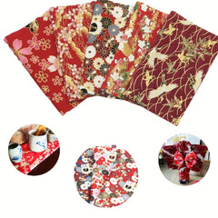 5pcs Red Cotton Fabric Bundles for DIY Sewing Quilting