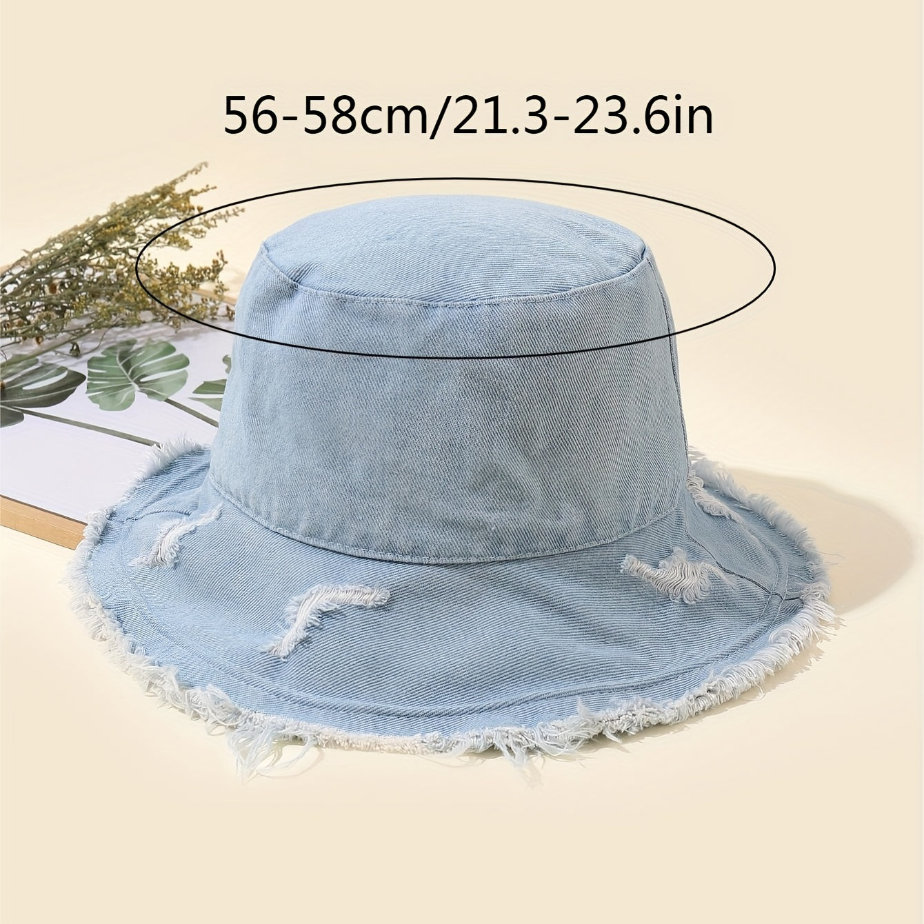 Distressed Ripped Bucket Hat with Frayed Brim for Sunscreen Protection