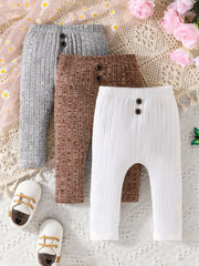 Baby Knit Ribbed Leggings 3pcs Set Spring Autumn Trousers
