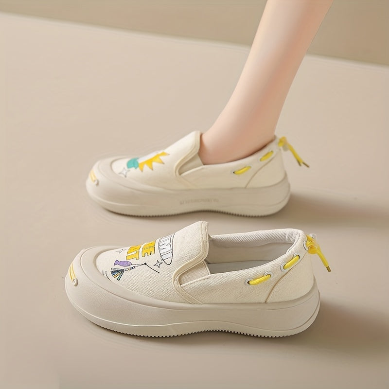 Graffiti Slip On Boat Shoes Casual Loafers Outdoor Canvas Sneakers