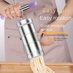 Stainless Steel Manual Noodles Press with 3 Moulds