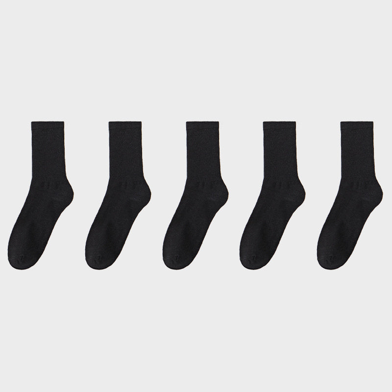 5 Pairs Crew Socks Comfortable Breathable Mid Tube Stockings