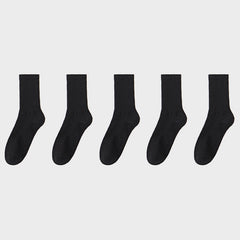 5 Pairs Crew Socks Comfortable Breathable Mid Tube Stockings