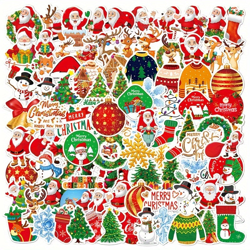 100 Christmas Stickers Holiday Gift Waterproof