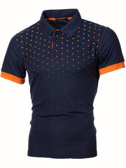 Vintage Men's Orange Speckled Shirt Casual Stretchy Stylish