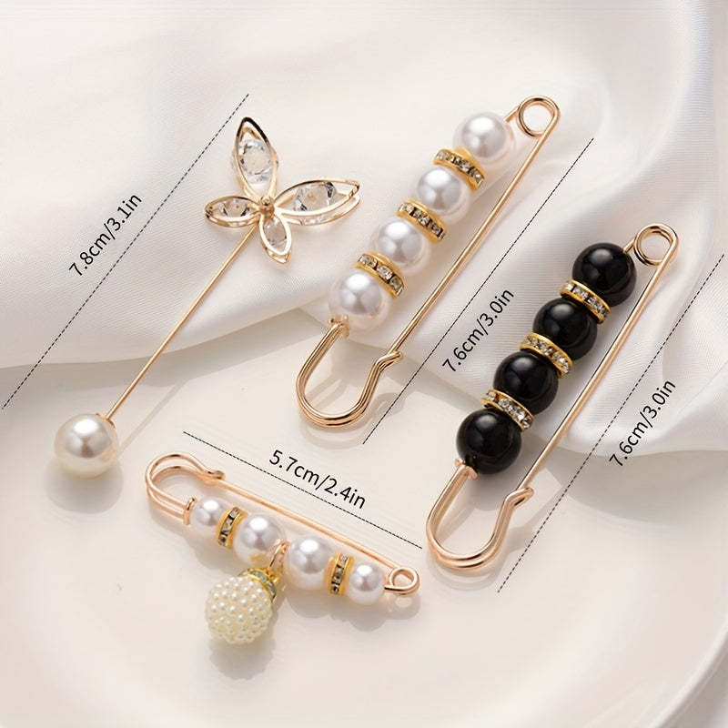 Vintage Faux Pearls Waistband Pin for Women Clothing Dresses