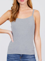 Solid Cami Sleep Tops Crew Neck Women's Sleepwear
