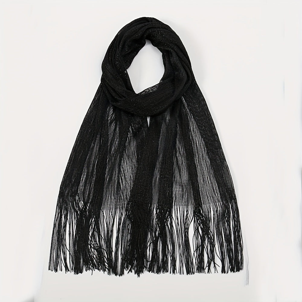 Glitter Tassel Shawl Solid Thin Wrap Cape Classic Decorative Shawls