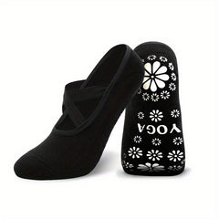 Yoga Socks Women Non Slip Grips Cross Strap Pilates Fitness Ballet