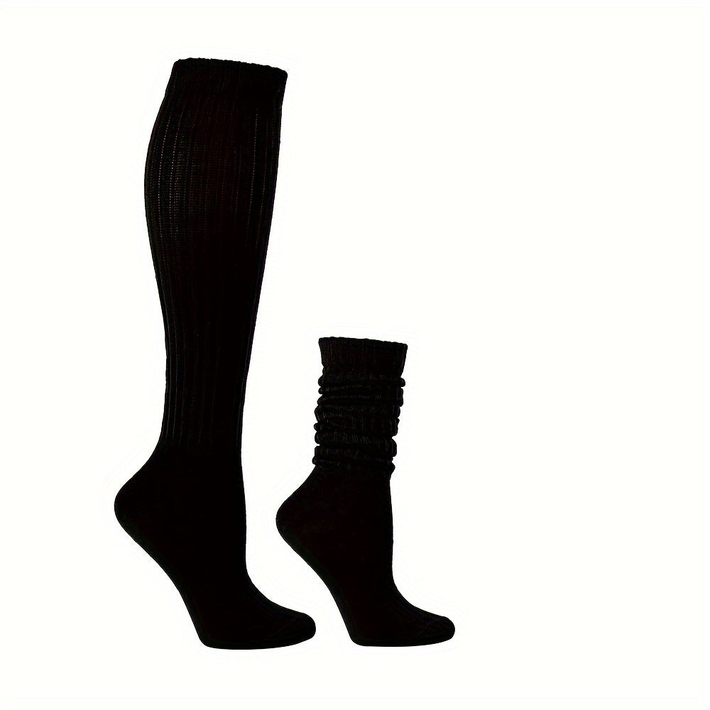 Solid Calf Socks Knee High Stockings Women's Hosiery