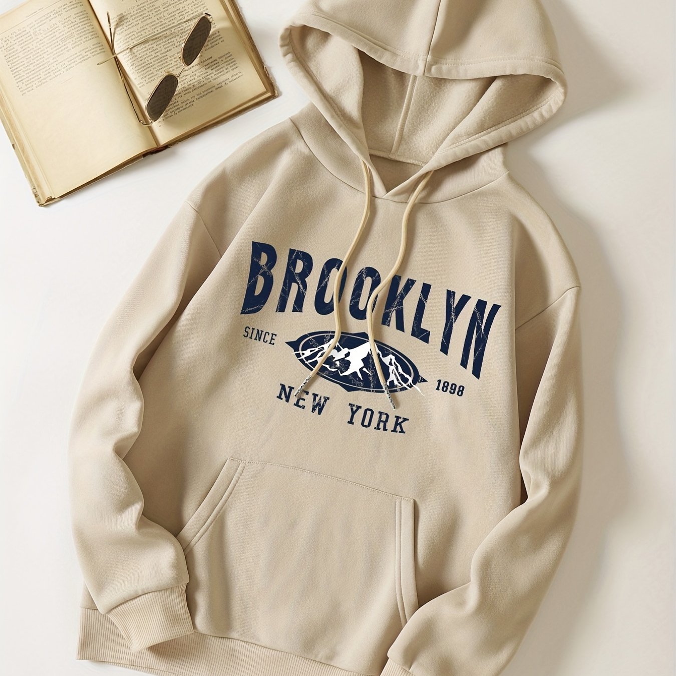 Drawstring Kangaroo Pocket Hoodie Letter Print Sweatshirt