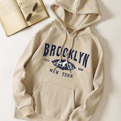 Drawstring Kangaroo Pocket Hoodie Letter Print Sweatshirt