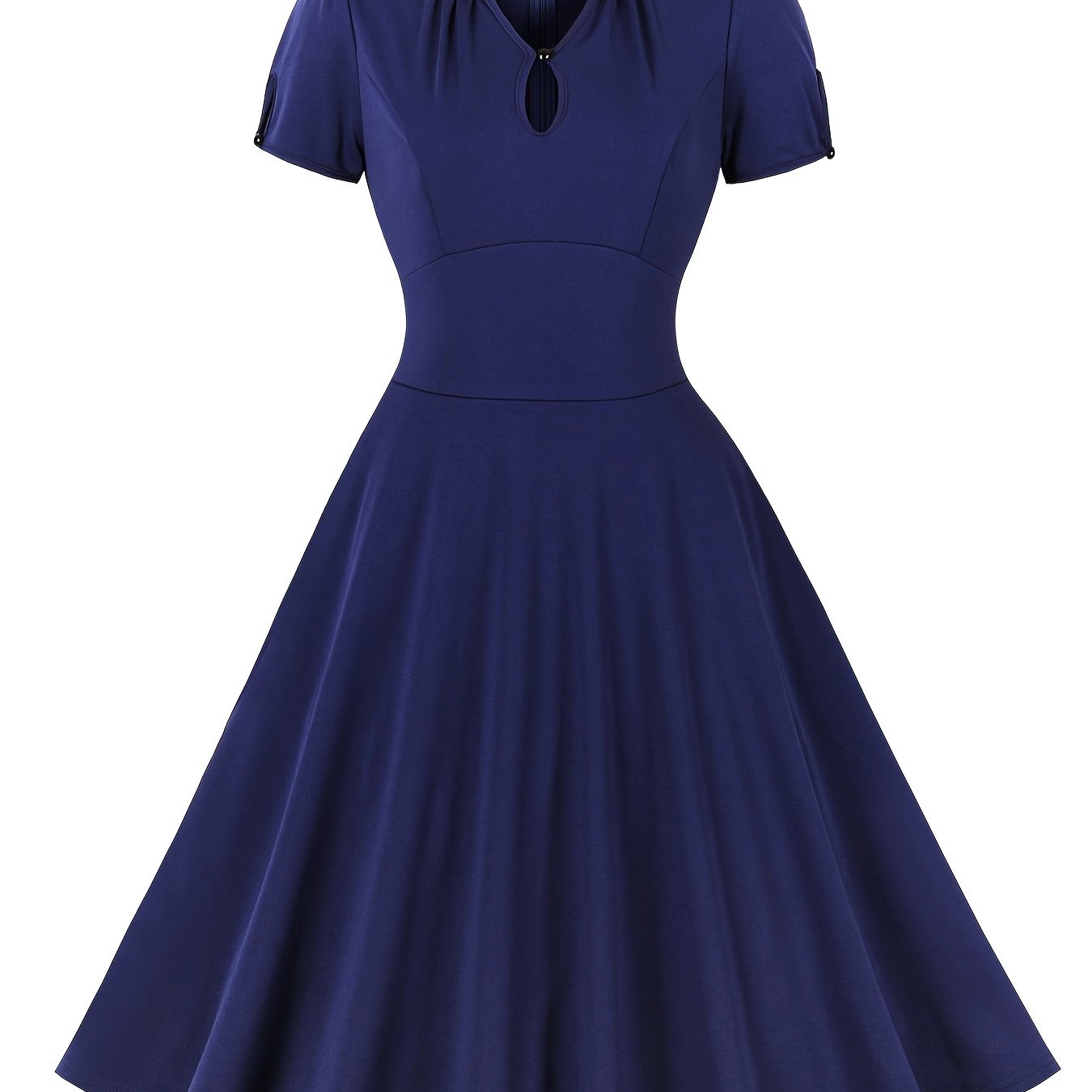 Retro Dress V Neck Puff Sleeve A Line Dress
