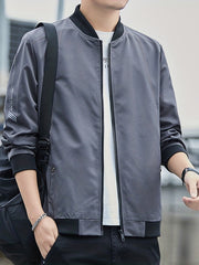 Men's Full Zip Varsity Jacket Casual Baseball Coat