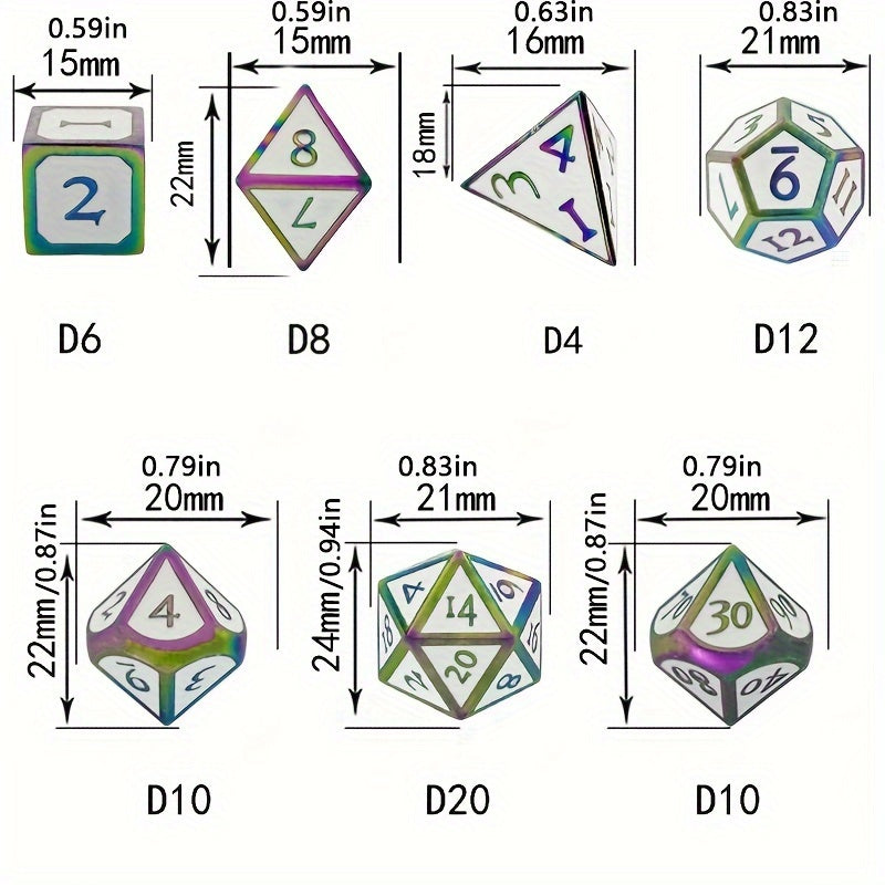7pcs Digital Dice Desktop Game Accessories Mini sided Met