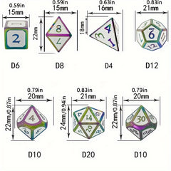 7pcs Digital Dice Desktop Game Accessories Mini sided Met