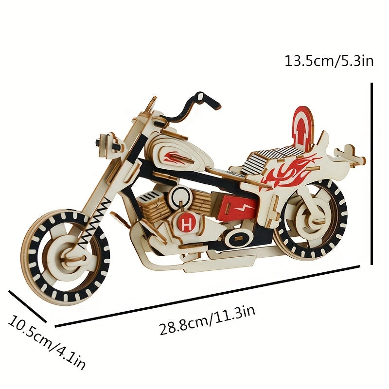 DIY Wooden Motorcycle Model 3D Building Block Car Home Decoration Birthday Gift