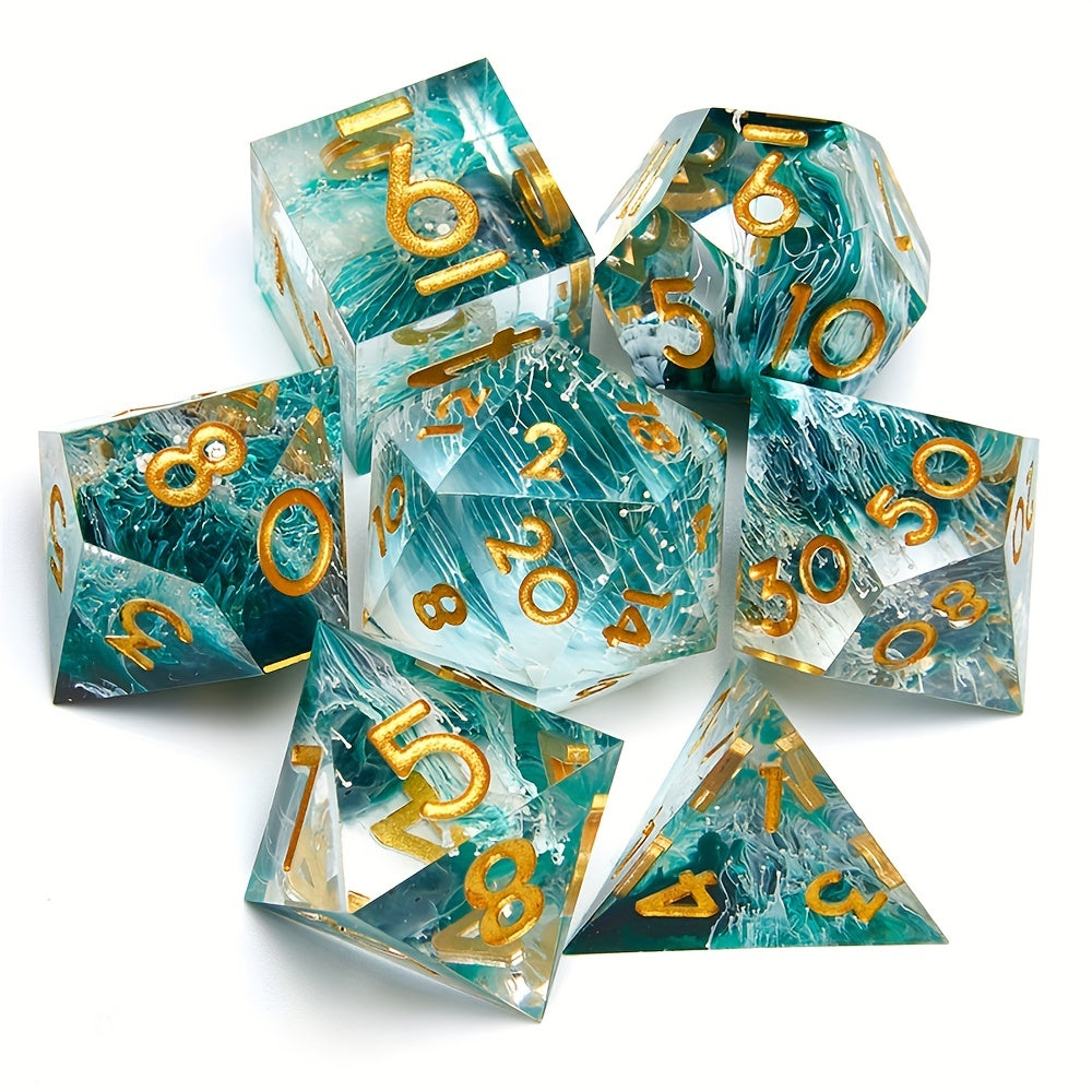 7pc Resin Polyhedral Dice Set 20 Sided Halloween Design